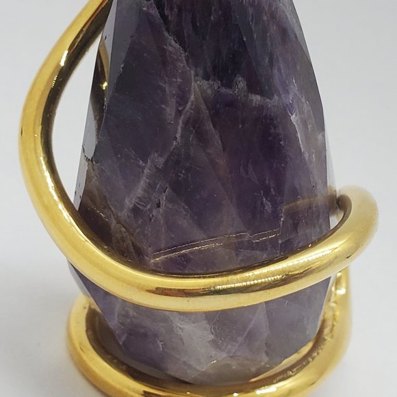 Italian Large Amethyst 24kt Gold PLT Pendant